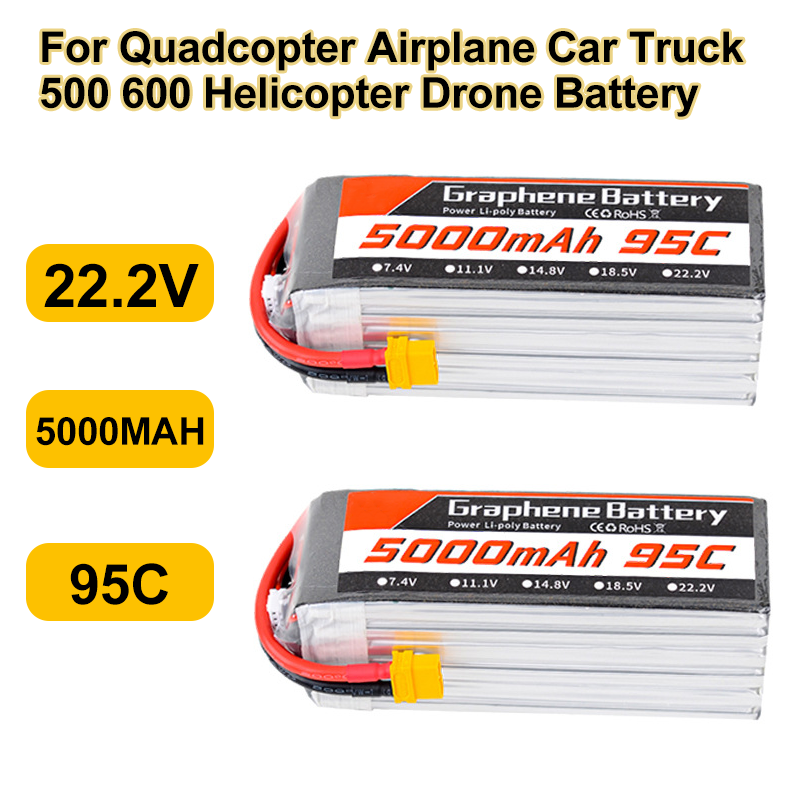 6S Lipo Battery 22.2V 5000Mah - Batería Lipo 95C 22.2V 6S 5000mAh